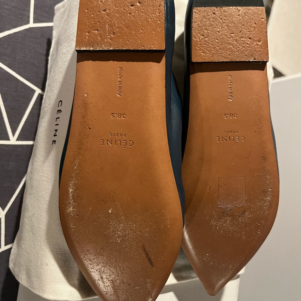 Celine Babouche Petrol pointed toe flats size 38.5 - Picture 4 of 9